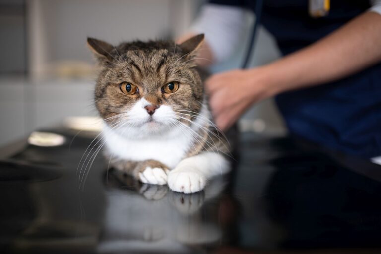 Un chat chez le vétérinaire pour détecter une hernie discale